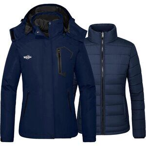 Women's Snowboarding Waterproof Mountain Ski Snow Jacket Winter Warm Navy Coat
